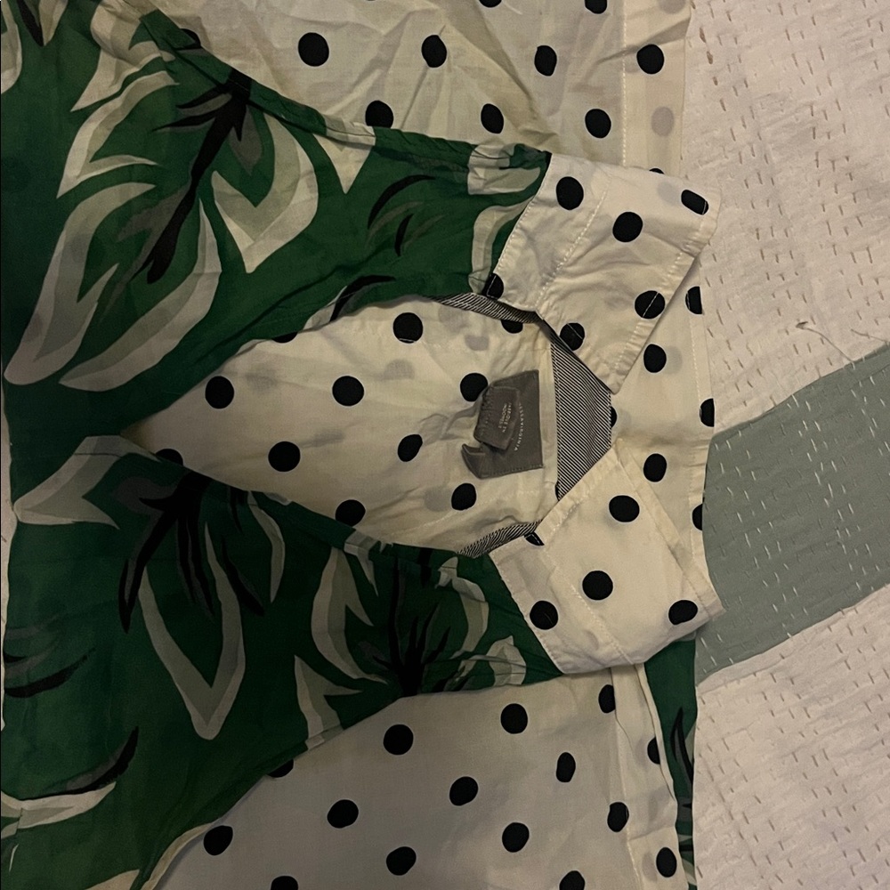 Anthropologie Vanessa Virginia Womans Top 2 Sleeveless Green Palm Polka Dot - Picture 7 of 7